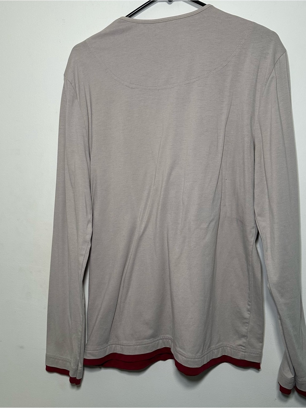 TheLEES XL Long Sleeve Henley Shirt Gray Red Layered Look 100% Cotton Men's - Picture 14 of 16
